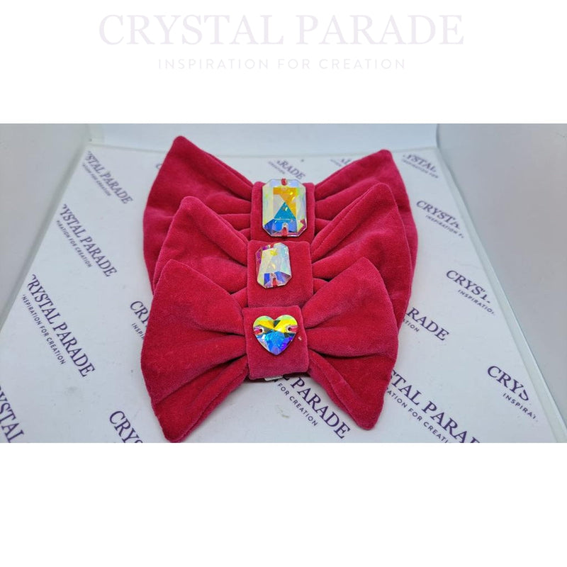 Velvet Dog Collar with Zodiac Crystal - Hot Pink