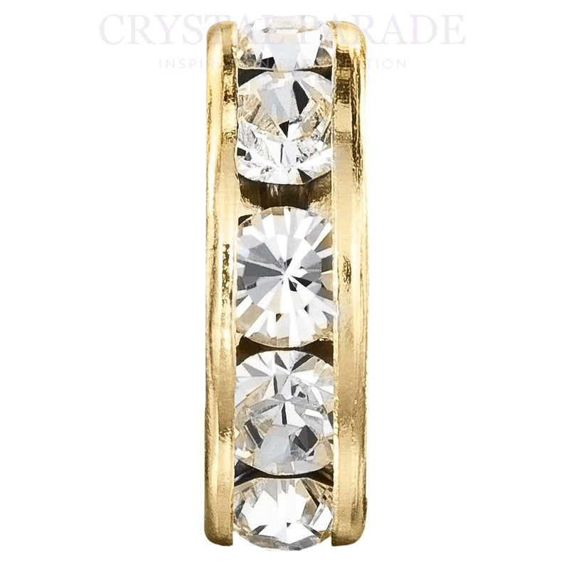 Preciosa Large Hole Rondelles Clear Crystal - Gold Plated