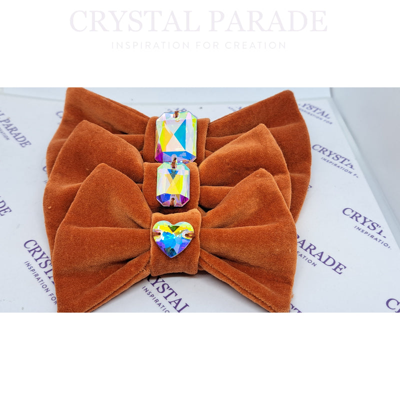 Velvet Dog Collar with Zodiac Crystal - Burnt Orange