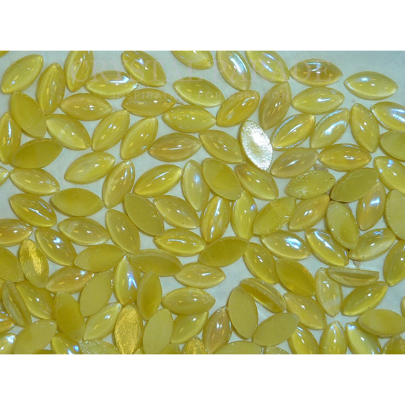 Preciosa Navette Glass Cabochons - Lemon Yellow