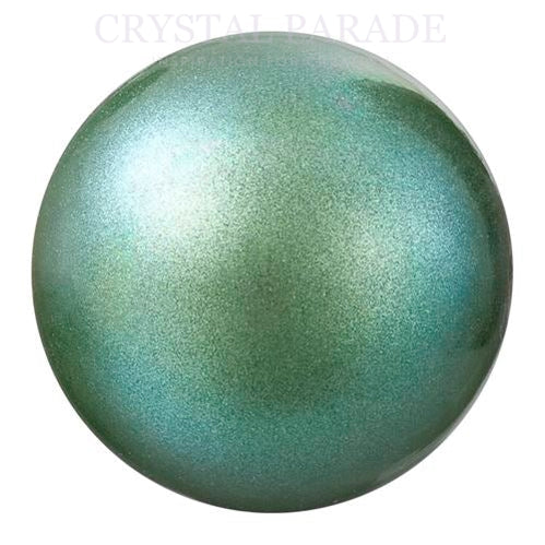 Preciosa Round Half Drilled Pearl - Pearlescent Green