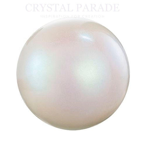 Preciosa Round Half Drilled Pearl - Pearlescent White