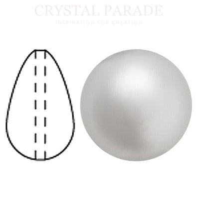 Preciosa Crystal Nacre Pear Drop Pearl Light Grey