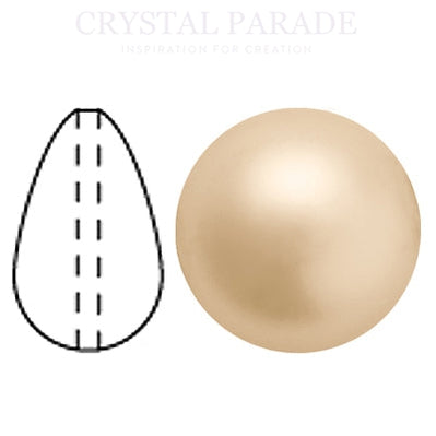 Preciosa Crystal Nacre Pear Drop Pearl Gold
