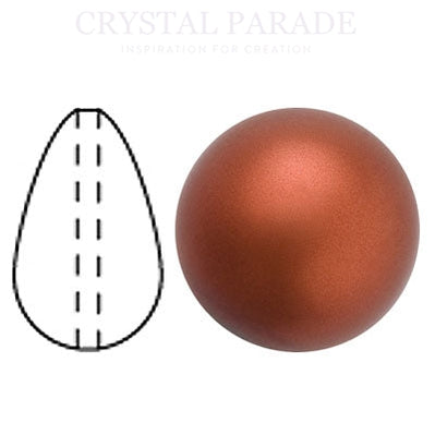 Preciosa Crystal Nacre Pear Drop Pearl Dark Copper