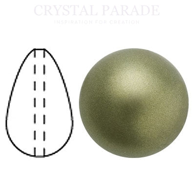 Preciosa Crystal Nacre Pear Drop Pearl Dark Green