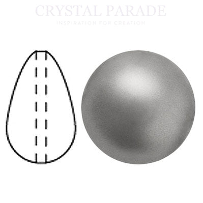 Preciosa Crystal Nacre Pear Drop Pearl Dark Grey