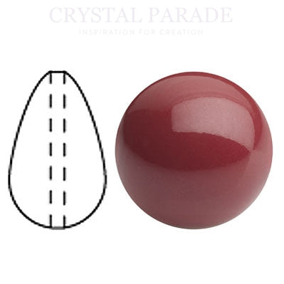 Preciosa Crystal Nacre Pear Drop Pearl Cranberry