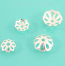 Silver Plated Filigree Bead Cap 8 Petal Flower 11mm - Pack of 144