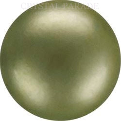 Preciosa Round Half Drilled Pearl - Dark Green