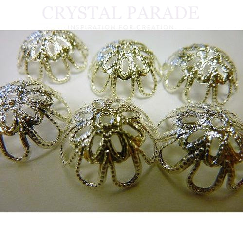 Silver Plated Filigree Bead Caps 18mm Flower Dome - Pack of 144