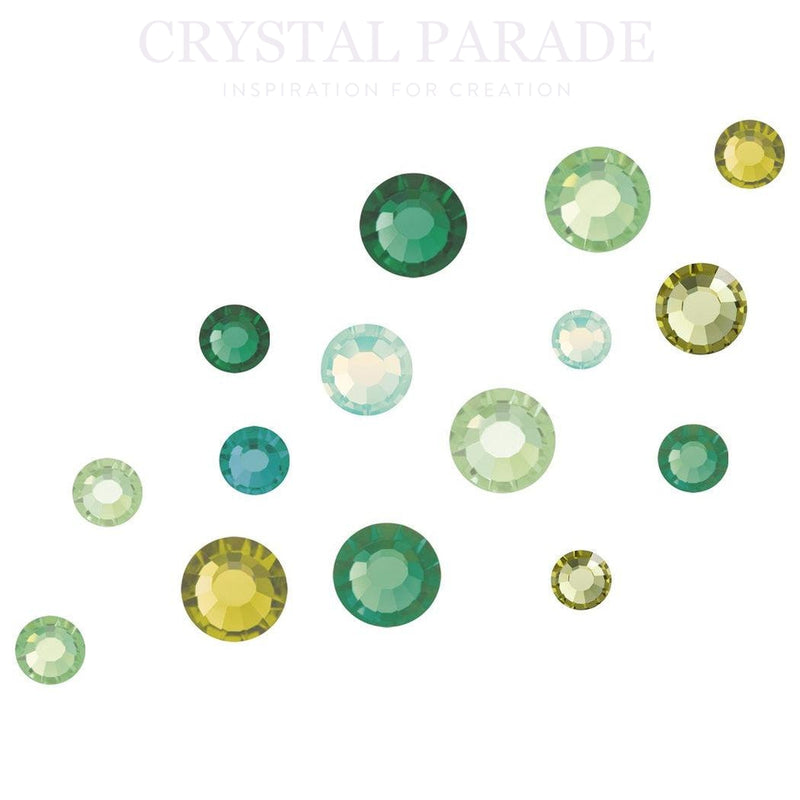 Preciosa Crystals Mixed Sizes SS16 - SS34 Pack of 50 - Green Mix