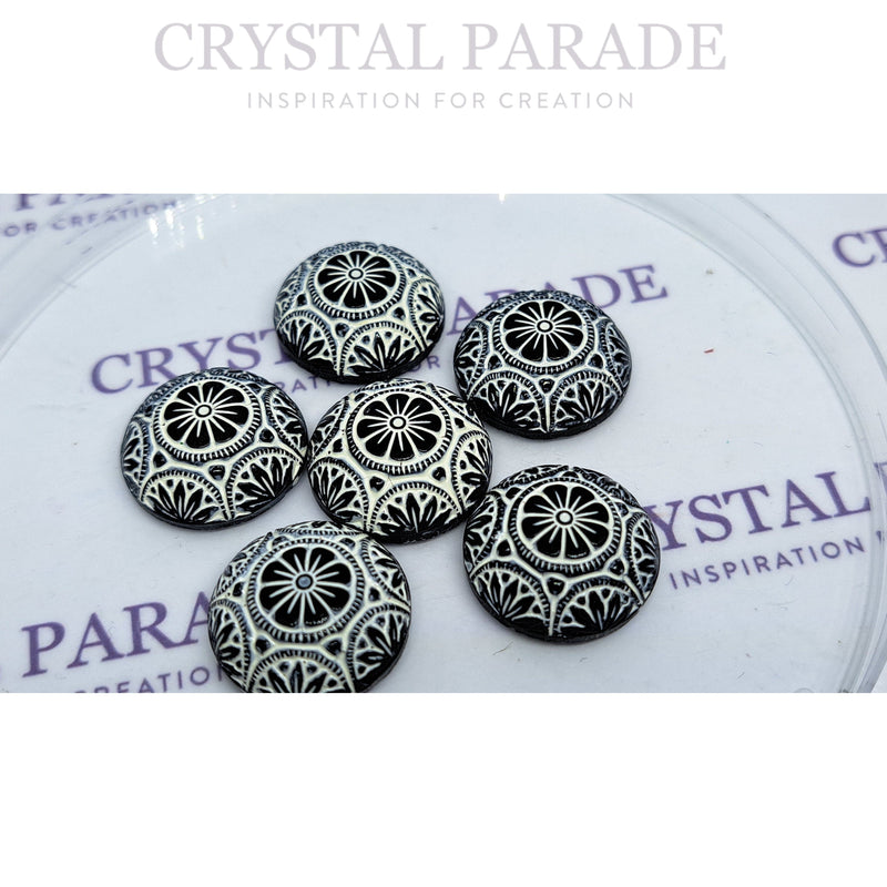 Preciosa Mosaic Ornate Cabochons 14mm and 18mm