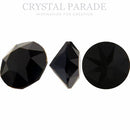 Swarovski 1100 Pointy Back Round Chaton Various Sizes - Jet Unfoiled