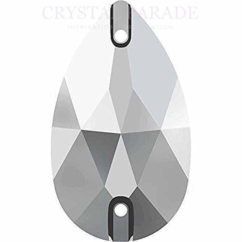 Swarovski Pear Drop Sew on Stone 28mm x 17mm - Light Chrome