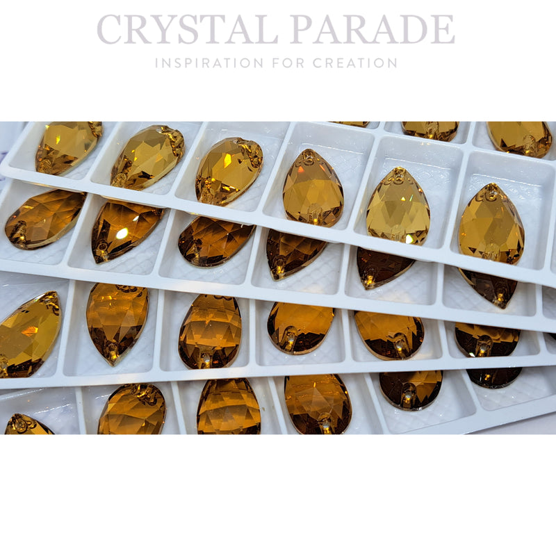 Zodiac Crystal Peardrop Sew on Stone - Light Smoked Topaz