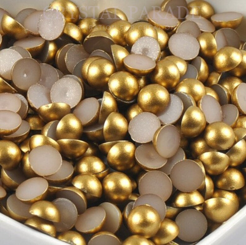 Zodiac Resin Flatback Pearls - Matte Gold (P22)