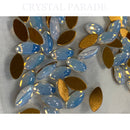 Preciosa Navette Glass Cabochons - Moonshine white