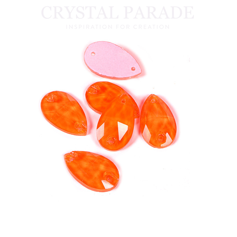 Zodiac Crystal Peardrop Sew on Stone - Neon Orange
