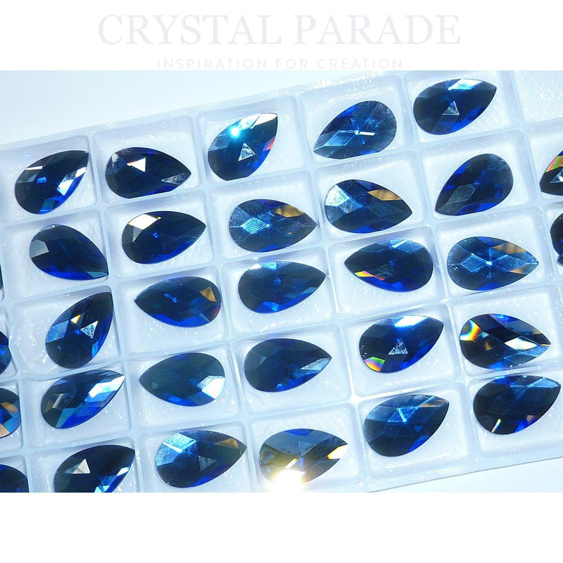 Zodiac Crystal Pear Drop with no holes 28mm Sapphire Blue Pack of 20