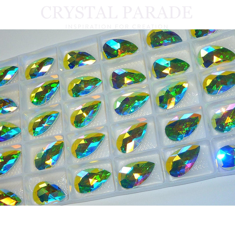 Zodiac Crystal Pear Drop with no holes 28mm AB Pack of 36