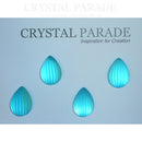 Preciosa Ribbed Glass Cabochon Pearshape - Aqua