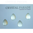 Preciosa Ribbed Glass Cabochon Pearshape - White