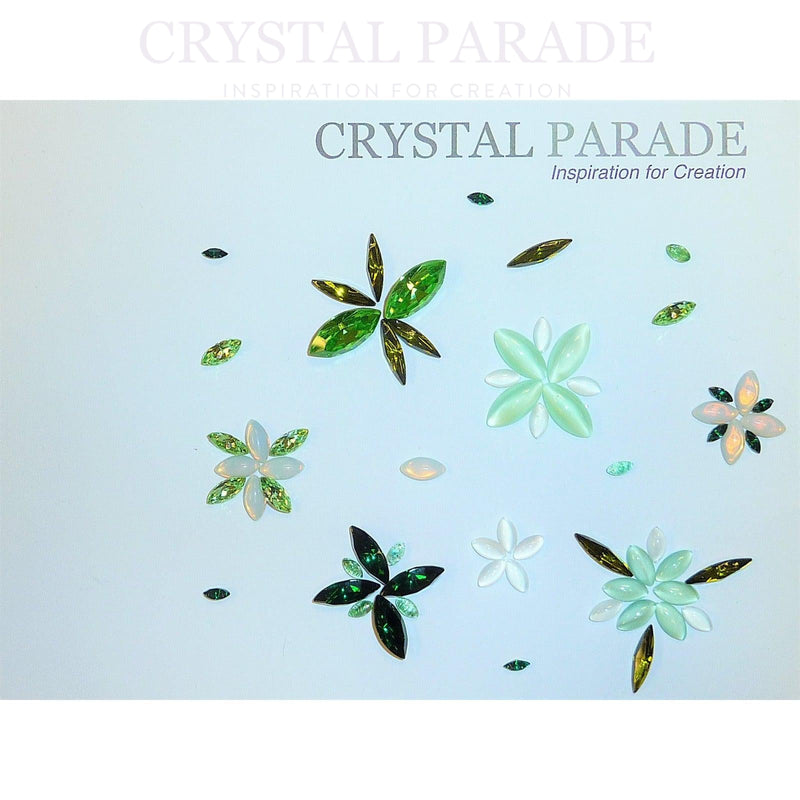 Vintage Crystals and Opals Pretty Petals Mix - Pack of 50 Green