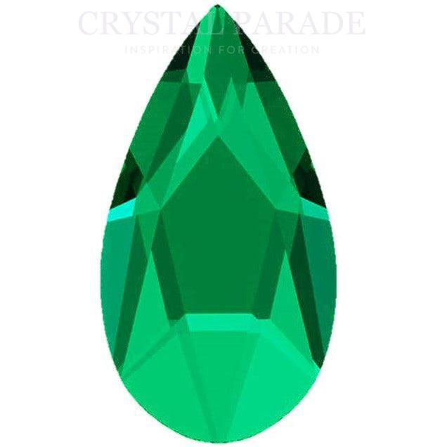 Zodiac Crystal Pear Drop with no holes 28mm Fern Green Pack of 8