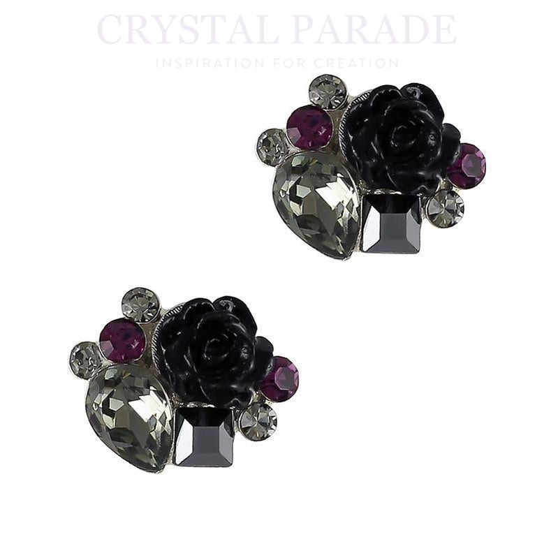 Swarovski Crystal Garden Rose Charm - Black