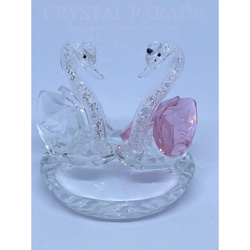 Crystal Glass Swans Figurine Ornament