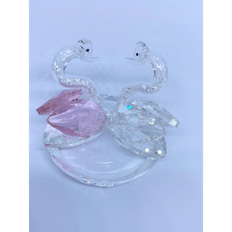 Crystal Glass Swans Figurine Ornament