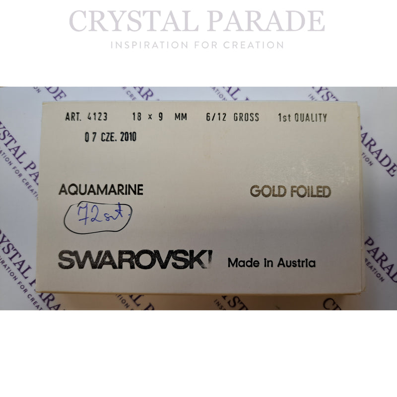 Swarovski 4123 Long Oval Fancy Stone Aquamarine