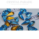 Swarovski 4300 Fancy Pearshape 6x3.6mm - Pack of 12 Aquamarine Gold Foiled